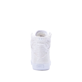 Kids Supra High Top Shoes SKYTOP White Sequin/White | AU-29210